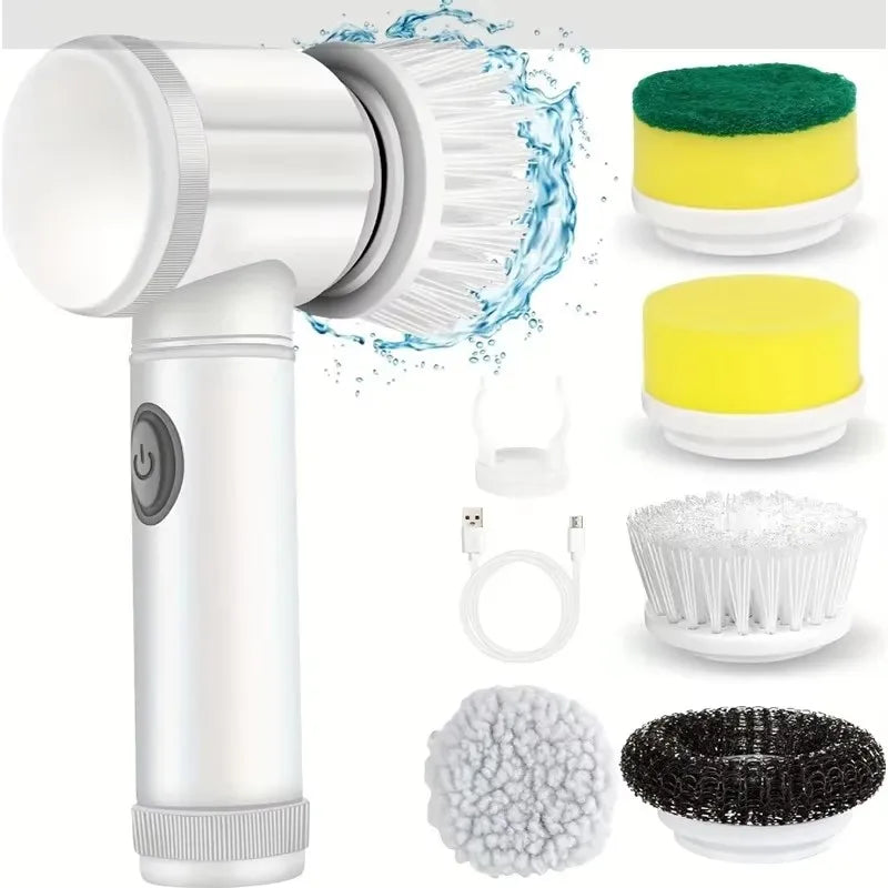 Electric Spin Scrubber Cordless Spin Scrubber with 6 Replaceable Brush Heads  Electric Cleaning Brush Cleaning Tools